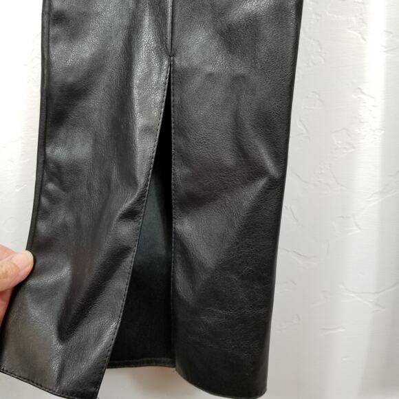 Asos Design Women's Black Faux Leather Front Hem Slit Size 6 - Picture 7 of 9